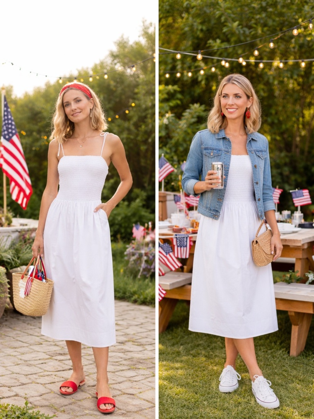 Drop waist Smocked Bodice Midi Dress with Pockets ASTR 100% cotton